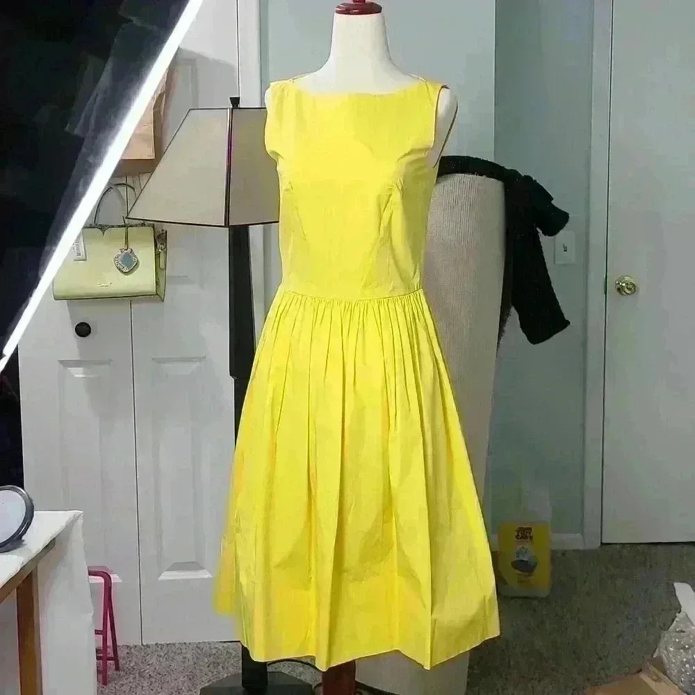 Boss by hugo boss dress in mustard (yellow) color size 6 fit as size S